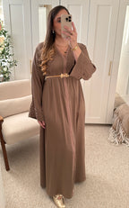 Abaya brodée ZINA Taupe