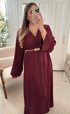 Abaya brodée ZINA Bordeaux