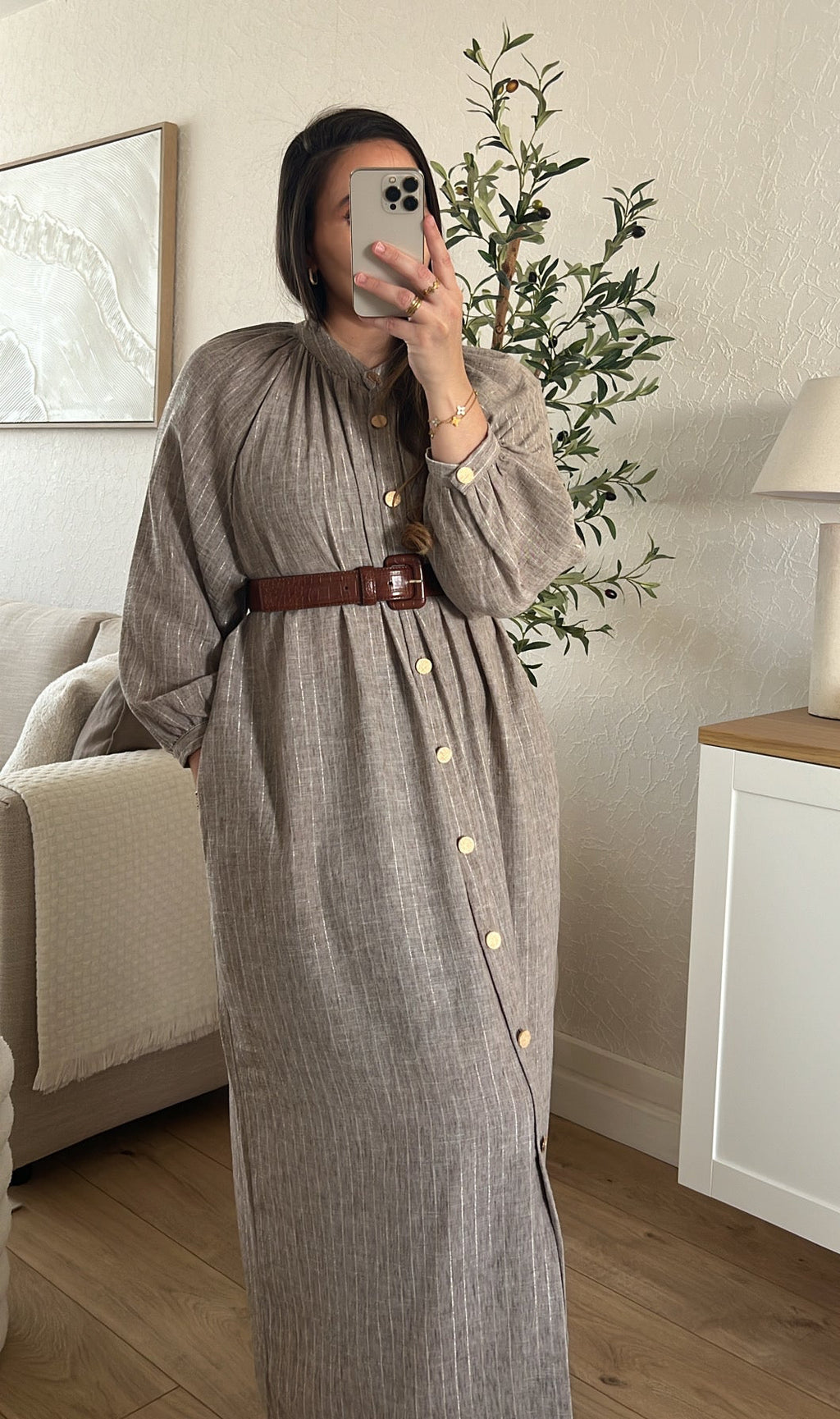 Robe à rayures INAYA Taupe