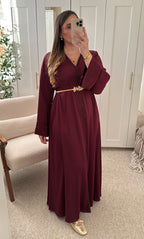 Abaya brodée ZINA Bordeaux
