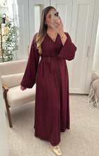 Abaya brodée ZINA Bordeaux