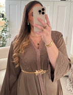 Abaya brodée ZINA Taupe