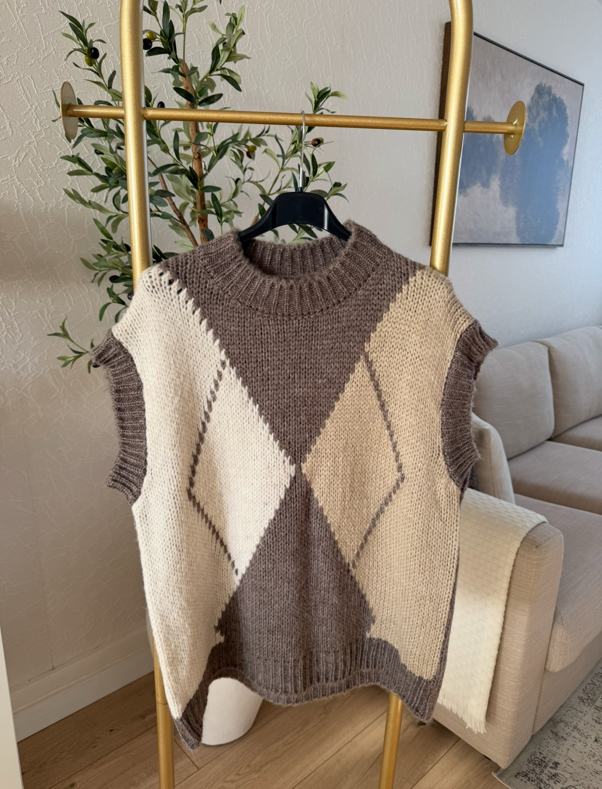 Pull sans manche MINA Taupe